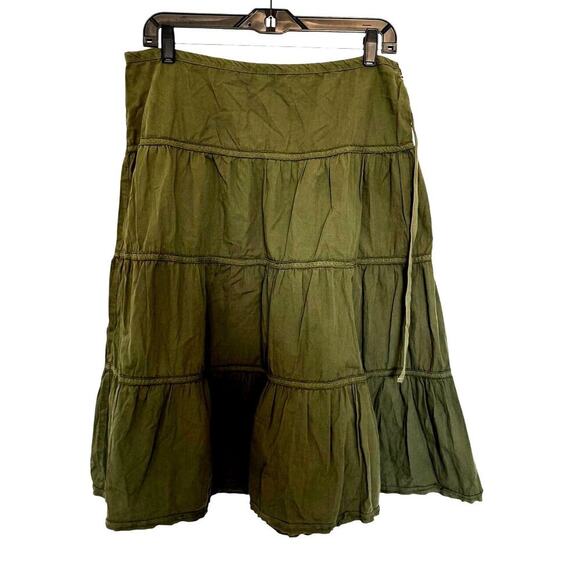 Vince Olive Peasant Skirt Midi Women's Size Medium - Picture 1 of 7